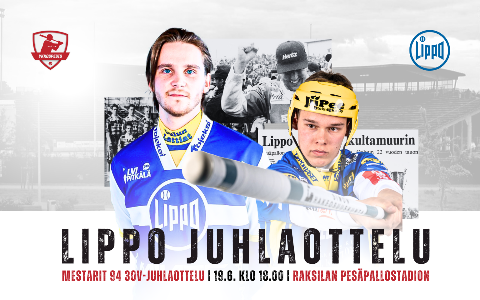 Oulun Lippo juhlistaa vuoden -94 mestaruutta juhlaottelussa 19.6.